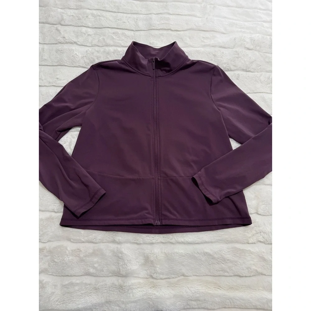 FLX Women's Plum Full Zip Travel Leisure Stretch Jacket XL Mock Neck Athleisure